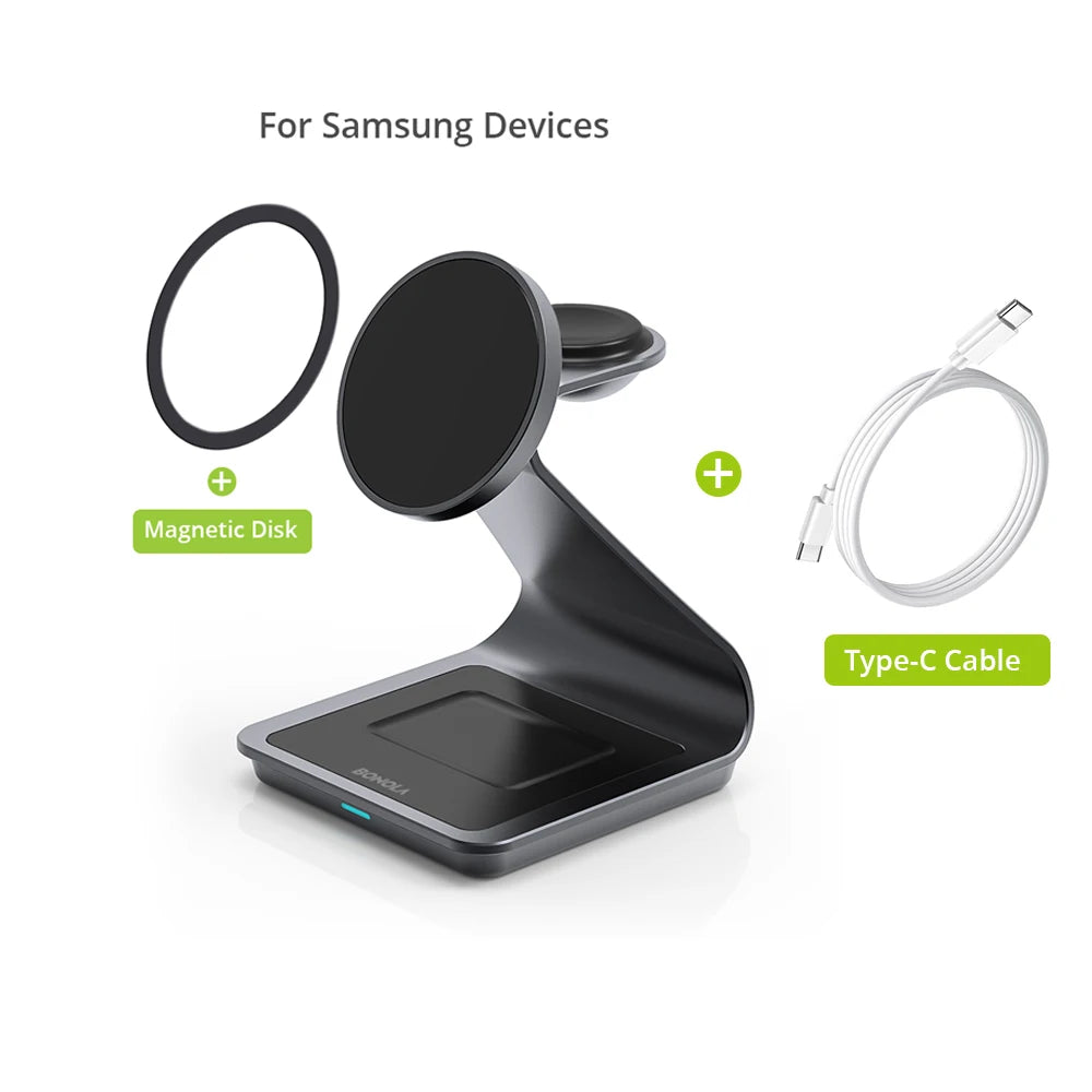 3-in-1 Foldable Wireless Charger for Samsung and Galaxy Watch