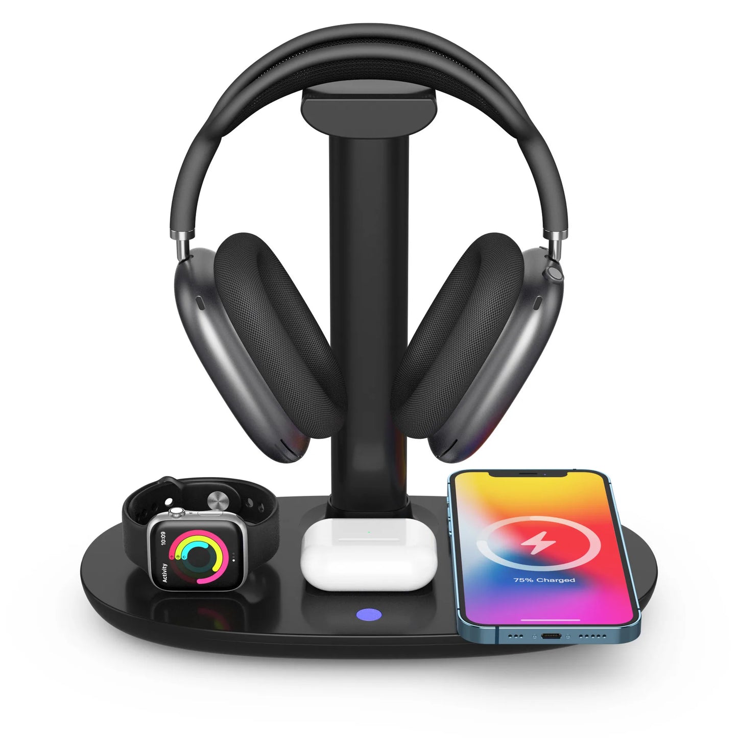 4-in-1 Wireless Charging Stand with Headphone Holder for Apple Watch, AirPods, AirPods Max, and iPhone